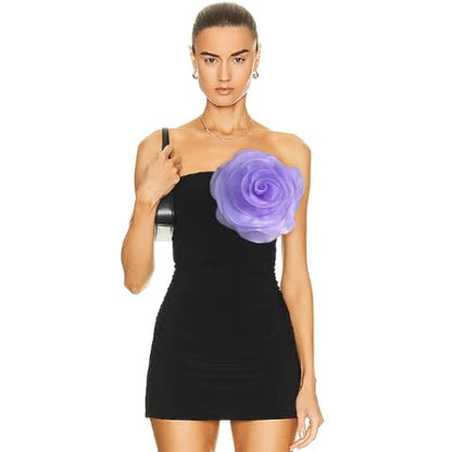 10inch Extra Large Flower Brooch Pin for Women Fashion Dainty Organza Satin Fabric Big Camellia Brooches Lapel Pins Wedding Dance Party Dress Accessories Exaggerated Jewelry Gift - color: 10 inch Lilac
