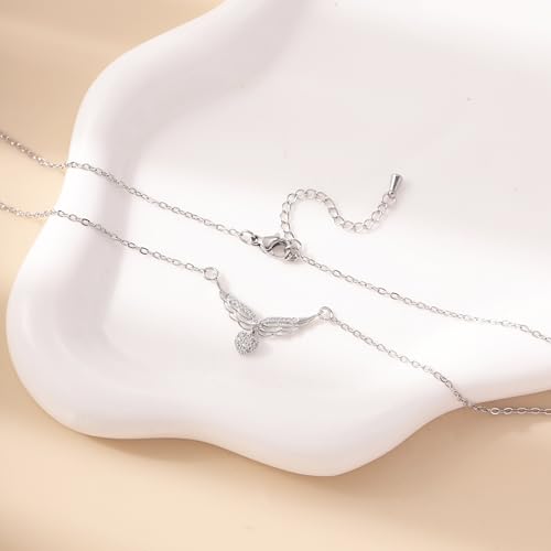 RZKING Silvery Necklace for Women, Gifts for Friend Mom Daughter Teacher - style: Angel Wing