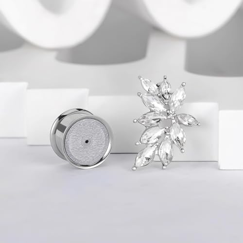 Vankula 2PCS Ear Gauges Tunnels Plugs with Cubic Zirconia Dangle Stainless Steel Hypoallergenic DIY Ear Expander Stretcher Body Piercing Jewelry for Wedding - color: Silver, size: 12mm(1/2")