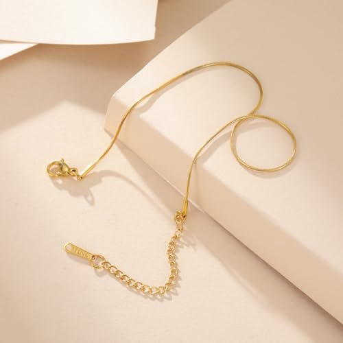 Amaxer Adjustable Stainless Steel Snake Chain Ankle Bracelet 0.04in Width Foot Chain for Women Beach Holiday Summer Vacation Jewelry - color: gold
