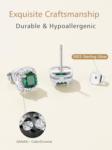 FindChic Birthstone Earrings for Women, Round/Heart/Square/Teardrop Earrings with 925 Sterling Silver Posts & Push Backs, Hypoallergenic Studs with Cubic Zirconia, 12 Months Jewelry with Gift Box - style: 11. November-Yellow Topaz (Square)