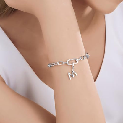 OVRUNS Initial Charm for Women Letter Bracelet Necklace Charms With Clasp | Alloy,nickel,safe for sensitive skin,Pendant with install clasp,fits bracelets with necklaces,great for gift - color: Silver, style: Letter D