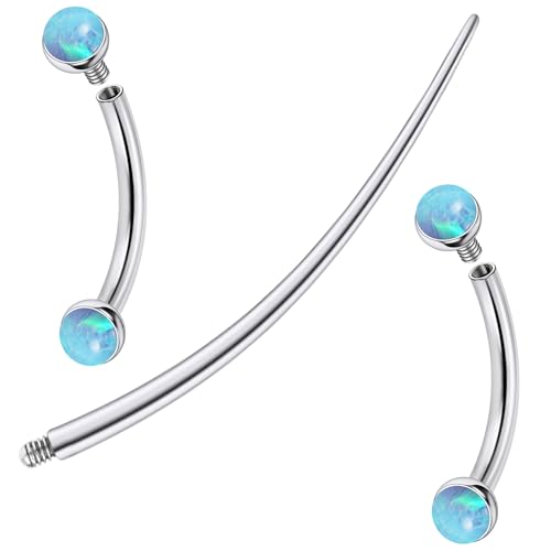 F136 Titanium 16g 6/8/10mm Opal Eyebrow/Rook/Snug/Vertical-Labret/VCH/Snake-Eyes/Anti-Tragus/Christina/Daith/Belly-Button/Bridge/Hood/Surface Curved Barbell Piercing Jewelry for Women Men - color: Blue, size: 10mm=3/8in
