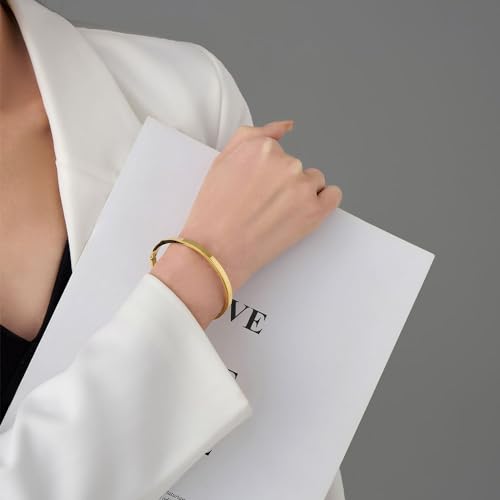 MYNENEY Womens Bracelets Stainless Steel Pave Cubic Zironia Stackable - color: 4mm-Gold, size: 6.3 Inch