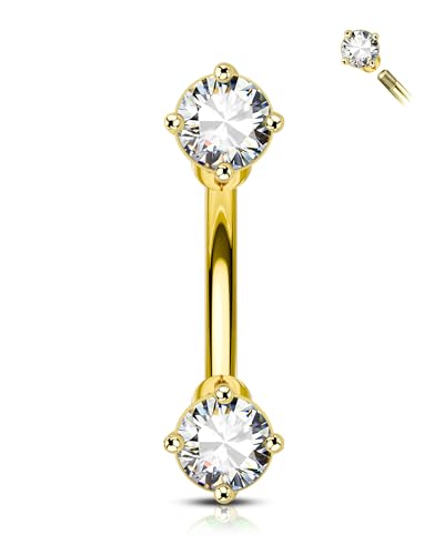 Minimalist Rook Earrings 16G Rook Jewelry Stainless Steel Eyebrow Piercing Jewelry 6/8MM Lobe Earrings - color: YG-6MM
