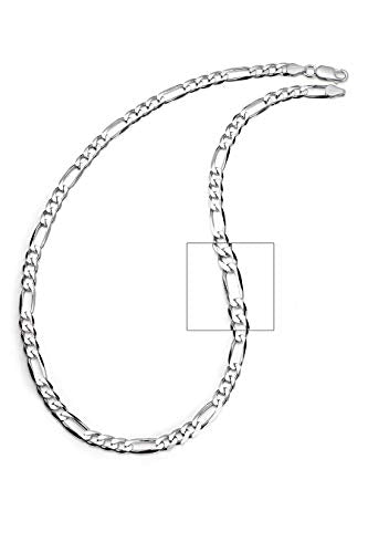 Metal Masters CO. Men's 5MM Sterling Silver 925 Italian Figaro Chain Necklace Unisex