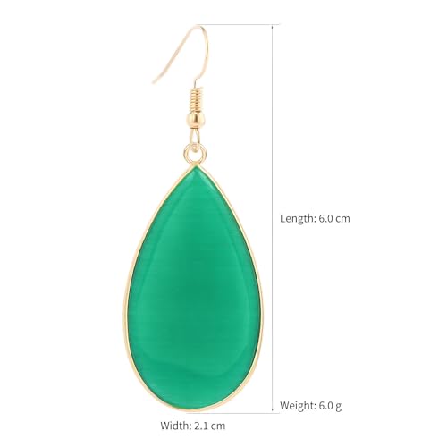 BaubleStar Natural Crystal Healing Stone Earrings Statement Teardrop Dangle Earrings for Women - color: Green