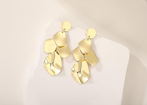 Sylph Large Gold Earrings for Women, Chunky Gold Statement Drop Dangle Earring Maple Leave Ginko Leaf Jewelry Gifts - style: Large Chandelier Earrings