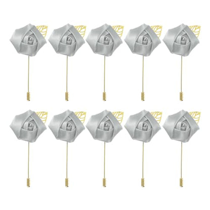 MECCANIXITY Groom Boutonnieres Rose Boutonnieres Pins for Wedding - color: Light Gray