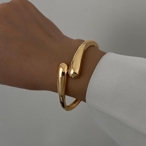 Chunky Gold Bangle Bracelets for Women Stack Wide Wrist Bracelets Gold Stackable Bracelets Jewelry - style: style1