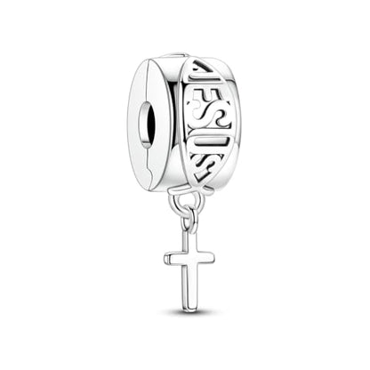 925 Sterling Silver Charms,Hypoallergenic Beads,Compatible with Pandora Bracelets and Necklaces,Women Holiday Gift Pendants - color: Fish Cross Clip