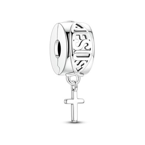 925 Sterling Silver Charms,Hypoallergenic Beads,Compatible with Pandora Bracelets and Necklaces,Women Holiday Gift Pendants - color: Fish Cross Clip
