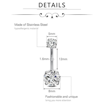 FECTAS 14g Belly Button Rings Surgical Steel CZ Petite Navel Ring for Women Body Piercing Jewelry Petite select Barbell Len 6mm 8mm 10mm 12mm 14mm Silver - style: silver1-2pcs-12mm bar