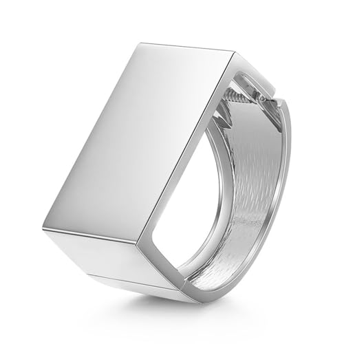 YBMYCM Wide Cuff Chunky Gold-Plated Open Bangle Bracelets for Women | Wrist gold Cuff Bracelets for Women as Gifts - color: silver
