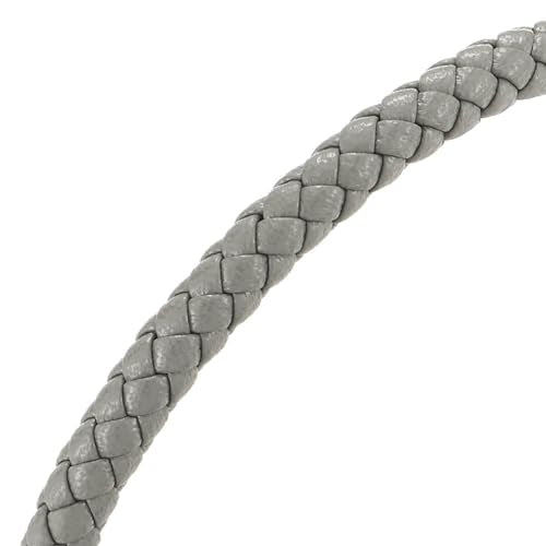 COOLSTEELANDBEYOND Minimalist Mens Women Leather Bracelet, Thin Braided Leather Bangle, Steel Oval Magnetic Clasp - color: F-Color: Grey