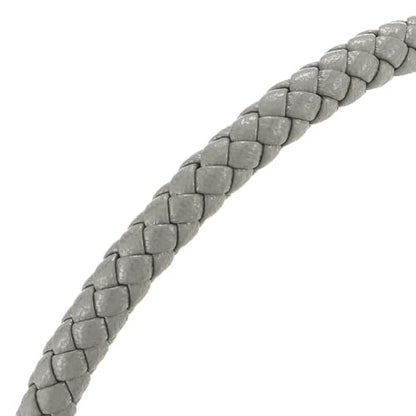 COOLSTEELANDBEYOND Minimalist Mens Women Leather Bracelet, Thin Braided Leather Bangle, Steel Oval Magnetic Clasp - color: F-Color: Grey
