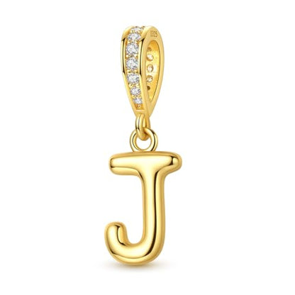 Hapour 925 Sterling Silver Letter Charms Gold Alphabet Initial Beads | For Bracelets Necklace, Cubic Zirconia, Dangle Pendant