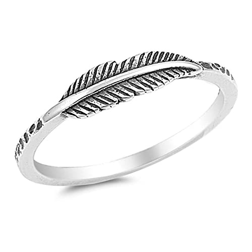 Oxidized Leaf Fashion Feather Ring New .925 Sterling Silver Band Size 3-12