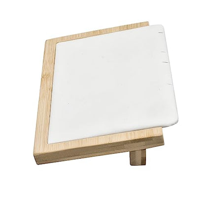 2 Pcs Bamboo Jewelry Display Stand Multiple Earrings Necklace Display Stand Holder Tabletop Display Boards Jewelry Storage Tray for Show (White, Small) - size: Small-2pcs