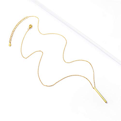 ChicSilver Customizable Vertical Bar Pendant Necklace 925 Sterling Silver Y Necklace Simple Fashion Jewelry Gifts for Women - style: B. 2mm Vertical Bar-Gold
