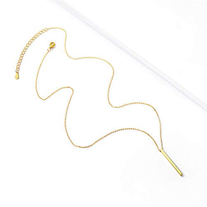 ChicSilver Customizable Vertical Bar Pendant Necklace 925 Sterling Silver Y Necklace Simple Fashion Jewelry Gifts for Women - style: B. 2mm Vertical Bar-Gold