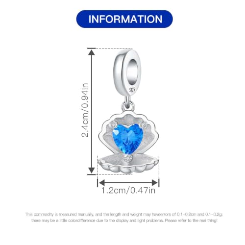 925 Sterling Silver Charms Bead for Bracelets Necklaces, Star Moon Crescent Sun Solar Pendent, Blue Ocean Starfish Shells Turtle Crab Starry Sea Cute Jewelry Birthday Gifts for Women Men - style: Heart-shaped seashell charms