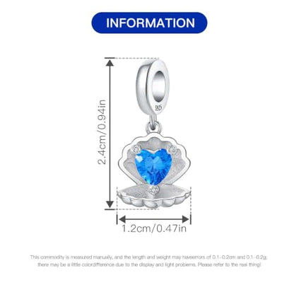 925 Sterling Silver Charms Bead for Bracelets Necklaces, Star Moon Crescent Sun Solar Pendent, Blue Ocean Starfish Shells Turtle Crab Starry Sea Cute Jewelry Birthday Gifts for Women Men - style: Heart-shaped seashell charms