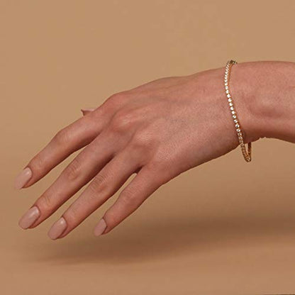 PAVOI 14K Gold Plated Cubic Zirconia Classic Tennis Bracelet | Gold Bracelets for Women | 2mm CZ, Size 6.5-7.5 Inch - color: White Gold, size: 7 Inches