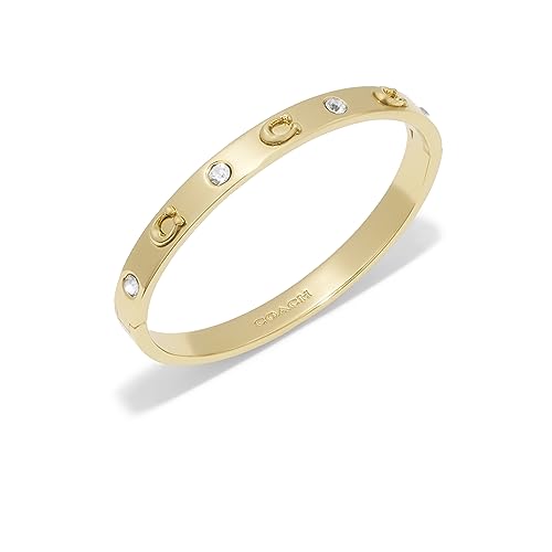 COACH Women's Signature C Logo Hinged Bangle Bracelet - color: Gold
