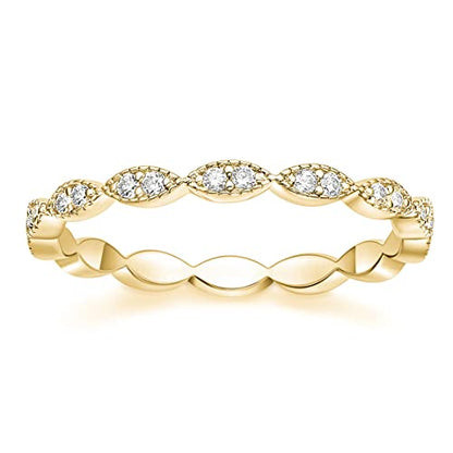 TIGRADE Eternity Ring Oval Milgrain Cubic Zirconia Anniversary Stacking Ring CZ Wedding Band for Women Size 3-13 - color: Gold