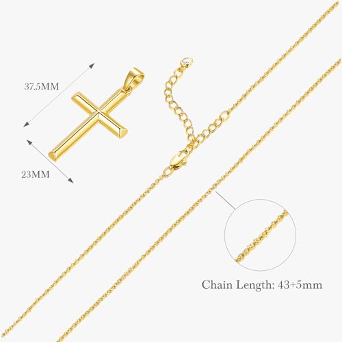 Cross Necklace for Women Gold Cross Necklaces for Women | Cross Chain 14K Gold Cross Necklace for Women Beauty Gold Faith Pendant Necklaces for Women Cross Necklaces 20/25mm - size: 37MM