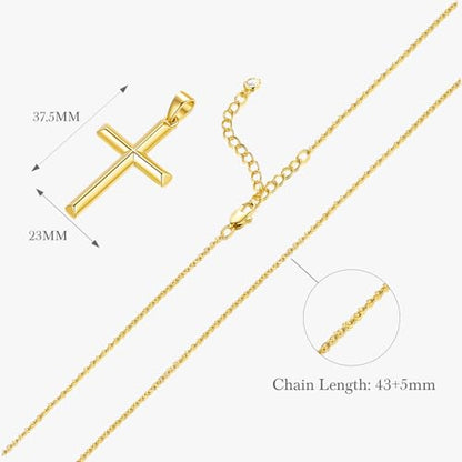 Cross Necklace for Women Gold Cross Necklaces for Women | Cross Chain 14K Gold Cross Necklace for Women Beauty Gold Faith Pendant Necklaces for Women Cross Necklaces 20/25mm - size: 37MM