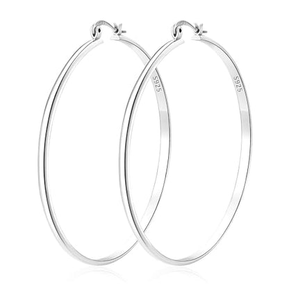 Apsvo Hoop Earrings for Women, 5mm Wide 14K Gold Plated/Silver Hoop Earring Hypoallergenic 925 Sterling Silver Earrings Lightweight Large Earrings for Women - color: 3mmWide-70mmSilver