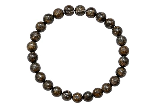 Amazing Gemstone Bronzite Crystal Bracelet for Women Men's Gifts - Protection Healing Crystal Bracelet - 8mm Gemstone Beaded Stretchable Bracelet Pulseras Para Hombres Mujer Stocking Stuffers Mothers Day Gift - color: Bronzite