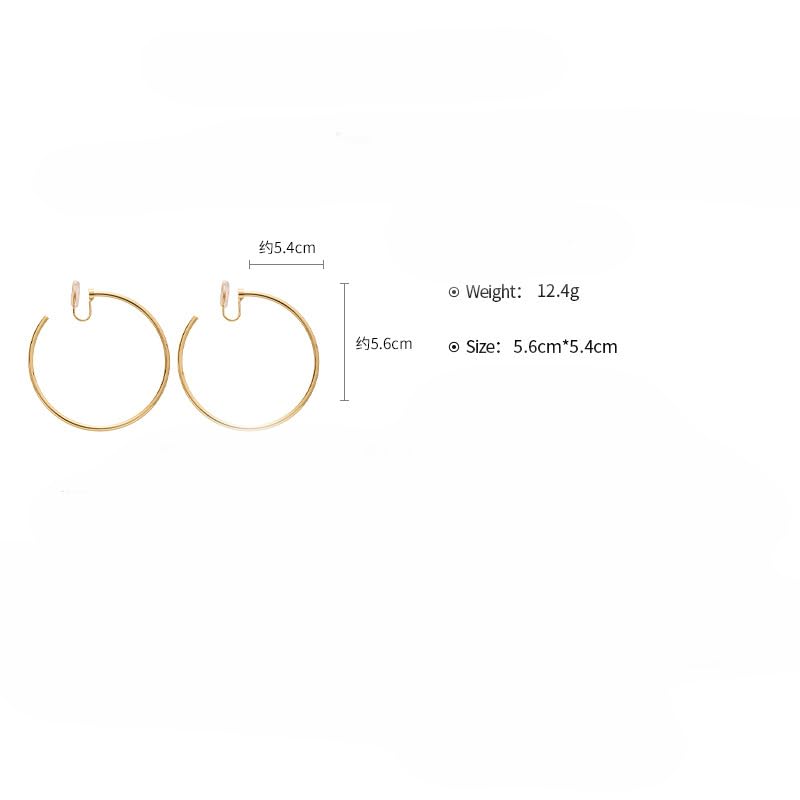 Large Gold Clip on Hoop Earrings for Women, Non Pierced Earrings with Comfortable Silicone Pads, Oversized Lightweight Thin Hoop Jewelry, Elegant Minimalist Professional Accessory, Jewelry Gift for Her