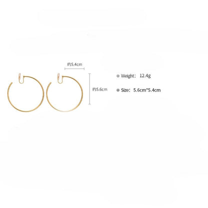Large Gold Clip on Hoop Earrings for Women, Non Pierced Earrings with Comfortable Silicone Pads, Oversized Lightweight Thin Hoop Jewelry, Elegant Minimalist Professional Accessory, Jewelry Gift for Her