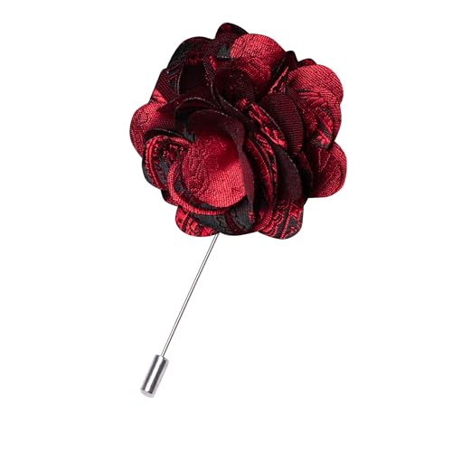 JEMYGINS Mens Paisley Bow Tie and Lapel Pin Necktie Pocket Square and Tie Clip with Sets for Business Casual 4PCS - color: Red/Black