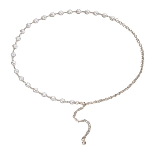 Eohak O-Ring Metal Waist Chain for Women Adjustable Metal Waist Belt Belly Link for Jeans Dress - color: Silver