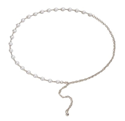 Eohak O-Ring Metal Waist Chain for Women Adjustable Metal Waist Belt Belly Link for Jeans Dress - color: Silver