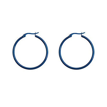 Rounded Hoops Earrings (20mm-60mm Diameter) - color: Blue 30mm