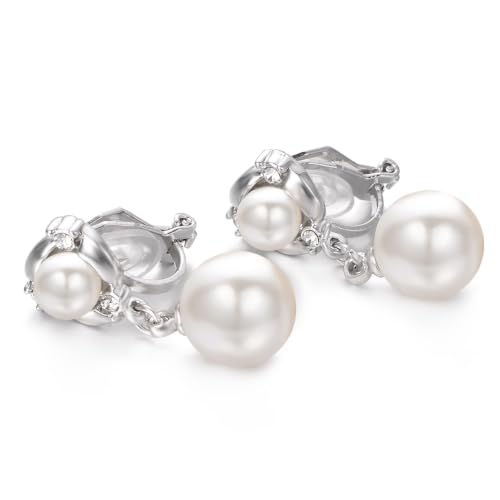Yoursfs Pearl Dangle Clip On Earrings for Women Vintage Faux Pearl Earrings Non Pierced Crystal Earring - style: Pearl Dangle Clip On Earrings