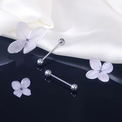 Grade 23 Titanium Externally Threaded Nipple Piercing Jewelry Barbell Ring Tongue Rings Nipple Straight Body Piercing Jewelry for Women Men 14G 16G 12mm 14mm 16mm 19mm - style: 16GA - 3/4" (19mm)