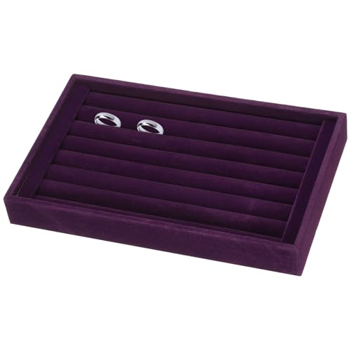 uxcell Velvet 7 Slots Ring Organizer Jewelry Display Tray Showcase Ring Holder Velvet Jewelry Organizer Stand for Rings Earrings Purple - color: Purple