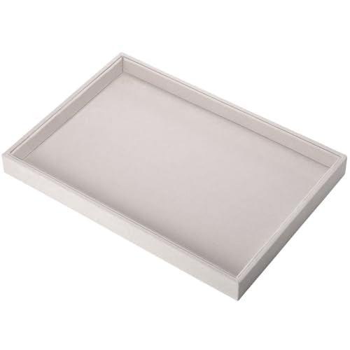9" x 5.7" Velvet Jewelry Tray Jewelry Display Tray Stackable Empty Plate | Jewelry Organizer Trays for Earrings Necklaces Bracelet Rings Display Showcase - Beige - color: Beige, size: Flat Tray 9"x5.7"