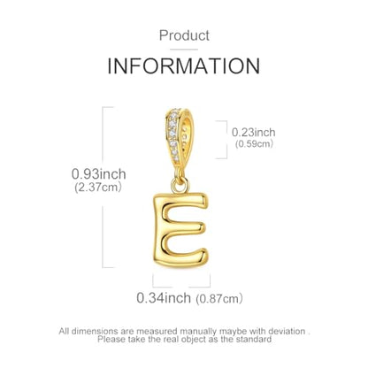 Hapour Gold Initial Letter Charms 925 Sterling Silver Alphabet Beads | 14K Gold Plated, A-Z Letter Charms, For Bracelets Necklace, Cubic Zirconia, DIY Dangle Pendant Beads, For Women Mom - color: Golden initial letter E