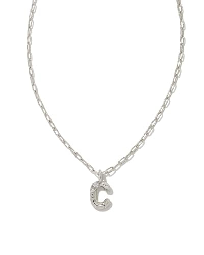 Kendra Scott Crystal Letter Short Pendant Necklace, Fashion Jewelry for Women - color: Letter C (RHODIUM-PLATED)