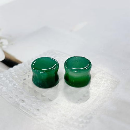 Green Agate Ear Plugs Double Flared Expander Earrings for Women Men 1 Pair Natural Solid Stone Saddle Ears Stretching Tunnels Gauges Stretcher Lobe Earring Body Piercing Jewelry Size 2g to 5/8'' - size: 1/2"(12mm)
