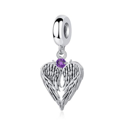 TCHYUN Spread Angle Wings Dangle Charm 12 Birthstone Bead for Pandora Bracelet Women Gift - style: Jun