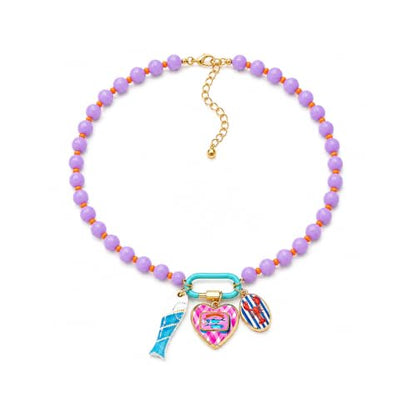 LIU JUN Colorful Beaded Necklace for Women, Chunky Boho Fish Starfish Conch Pendant Acrylic Bead Necklaces Cute Y2K Summer Beach Jewelry Gifts - color: Love+Fish