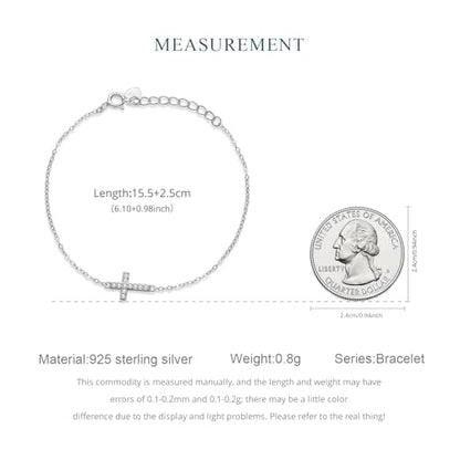 925 Sterling Silver Adjustable Bracelet for Women Jewelry Gifts - color: Silver cross